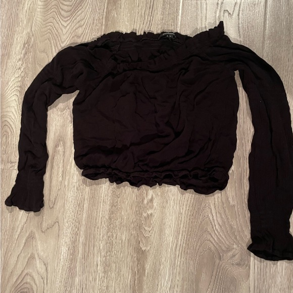 Black off the shoulder long sleeve top - Picture 2 of 8